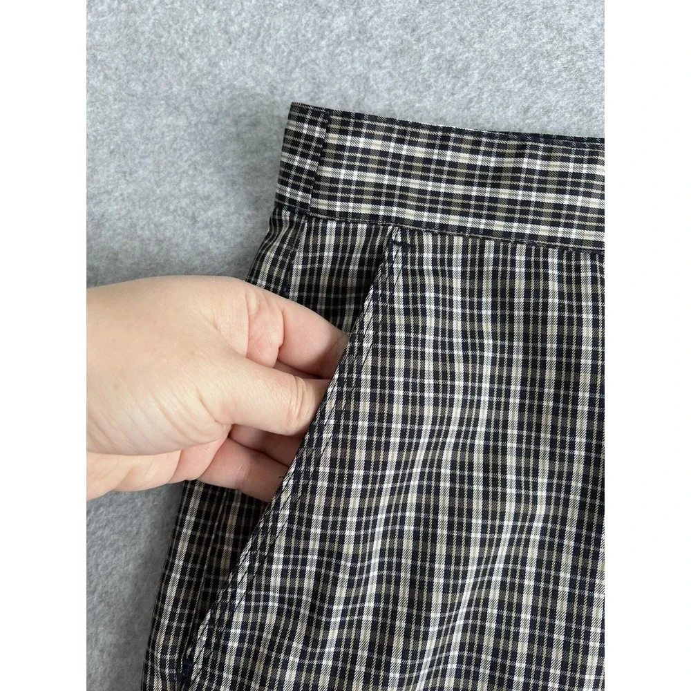 Adidas Golf Men's Lightweight Plaid Golf Shorts Size 34 Flat Front Black Khaki